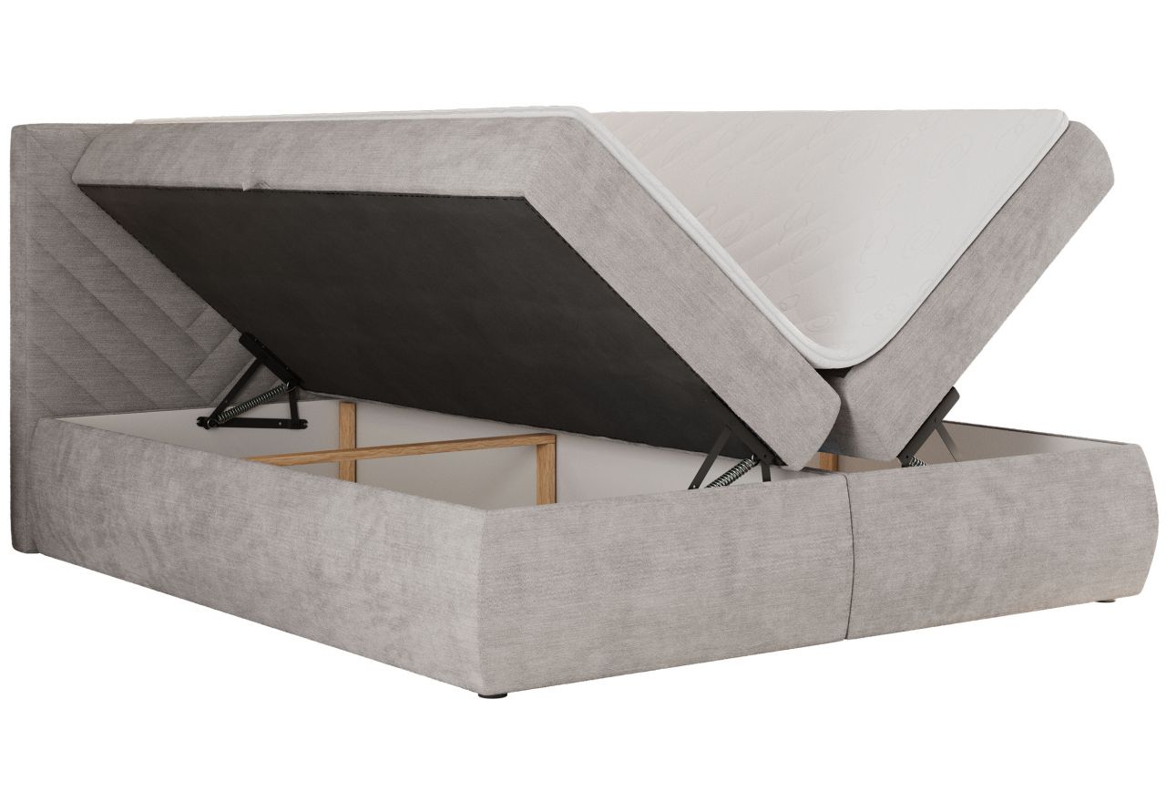 Łóżko kontynentalne AVERTA 180x200 - H4 - jasnoszary, szenil gładki