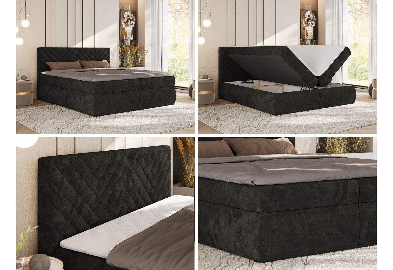 Łóżko kontynentalne AVERTA 140x200 - H4 - ciemnoszary, szenil gładki