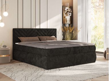 Łóżko kontynentalne AVERTA 160x200 - H4 - ciemnoszary, szenil gładki