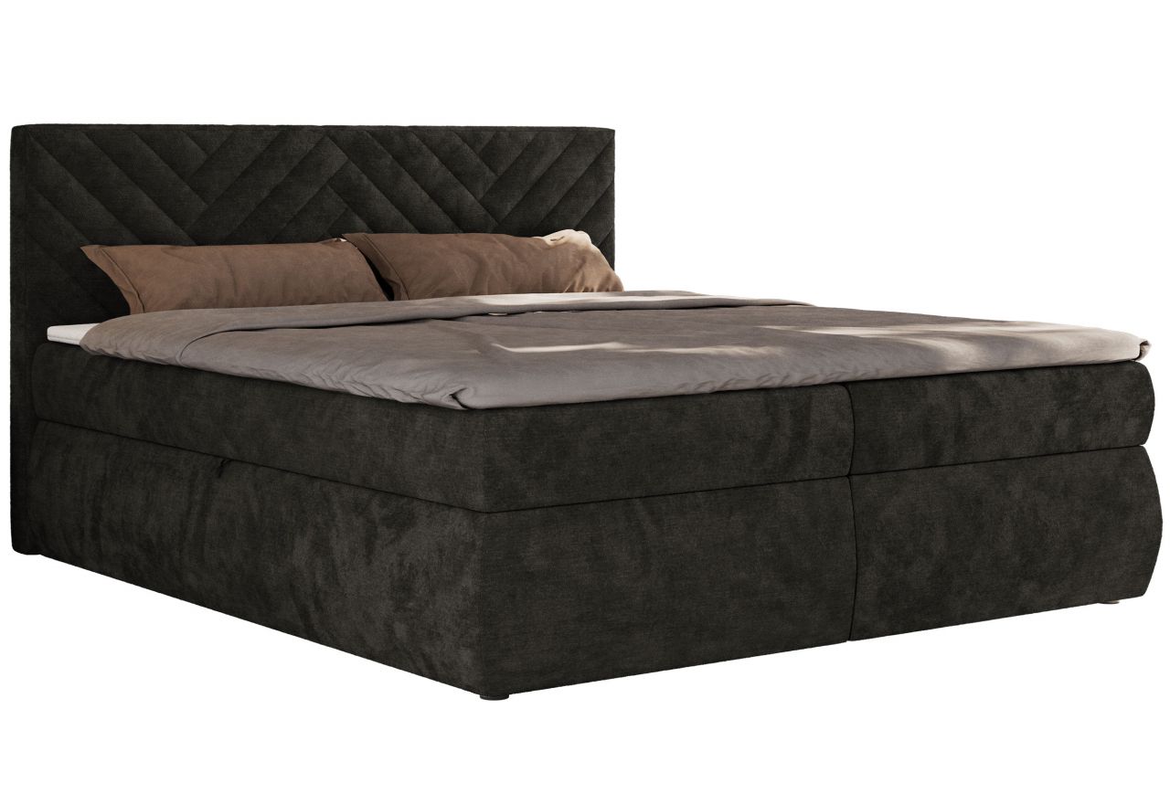 Łóżko kontynentalne AVERTA 180x200 - H4 - ciemnoszary, szenil gładki