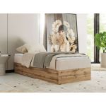 Łóżko kontynentalne WOOD ZERO 90x200 - H3 - kremowy, struktura - topper T25