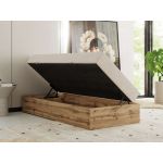 Łóżko kontynentalne WOOD ZERO 90x200 - H3 - kremowy, struktura - topper T25