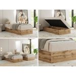 Łóżko kontynentalne WOOD ZERO 90x200 - H3 - kremowy, struktura - topper T25