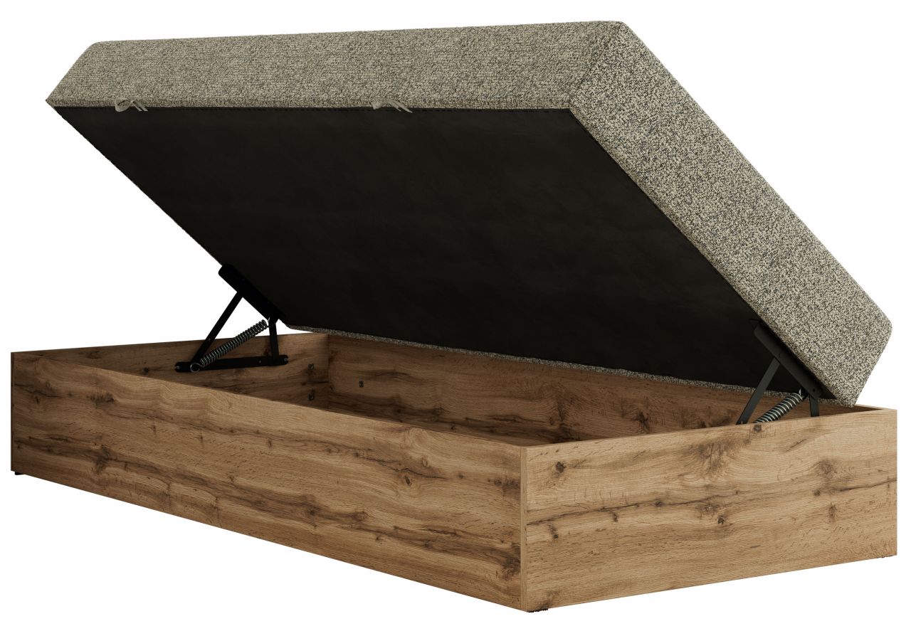 Łóżko kontynentalne WOOD ZERO 90x200 - H3 - szary, struktura - topper T25
