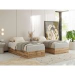 Łóżko kontynentalne WOOD ZERO 90x200 - H3 - jasnoszary, struktura - topper T25