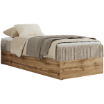 Łóżko kontynentalne WOOD ZERO 90x200 - H3 - jasnobrązowy, sztruks - topper T25