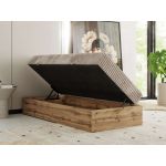 Łóżko kontynentalne WOOD ZERO 90x200 - H3 - jasnobrązowy, sztruks - topper T25