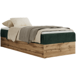 Łóżko kontynentalne WOOD ZERO 90x200 - H3 - ciemnozielony, sztruks - topper T25