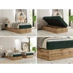 Łóżko kontynentalne WOOD ZERO 90x200 - H3 - ciemnozielony, sztruks - topper T25