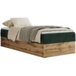 Łóżko kontynentalne WOOD ZERO 90x200 - H3 - ciemnozielony, sztruks - topper T25