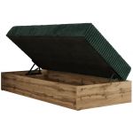 Łóżko kontynentalne WOOD ZERO 90x200 - H3 - ciemnozielony, sztruks - topper T25
