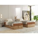 Łóżko kontynentalne WOOD ZERO 90x200 - H3 - pomarańczowy, sztruks - topper T25