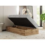 Łóżko kontynentalne WOOD ZERO 90x200 - H3 - jasnoszary, sztruks - topper T25