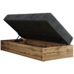 Łóżko kontynentalne WOOD ZERO 90x200 - H3 - szary, sztruks - topper T25