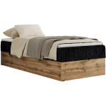 Łóżko kontynentalne WOOD ZERO 90x200 - H3 - czarny, sztruks - topper T25