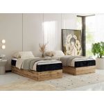 Łóżko kontynentalne WOOD ZERO 90x200 - H3 - czarny, sztruks - topper T25