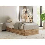 Łóżko kontynentalne WOOD ZERO 90x200 - H4 - beżowy, struktura - topper T25