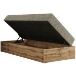 Łóżko kontynentalne WOOD ZERO 90x200 - H4 - szary, struktura - topper T25