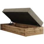 Łóżko kontynentalne WOOD ZERO 90x200 - H4 - ciemnobeżowy, struktura - topper T25