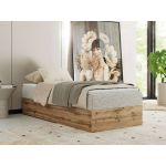 Łóżko kontynentalne WOOD ZERO 90x200 - H4 - jasnoszary, struktura - topper T25