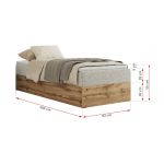 Łóżko kontynentalne WOOD ZERO 90x200 - H4 - jasnoszary, struktura - topper T25