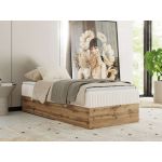 Łóżko kontynentalne WOOD ZERO 90x200 - H4 - beżowy, sztruks - topper T25