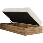 Łóżko kontynentalne WOOD ZERO 90x200 - H4 - beżowy, sztruks - topper T25