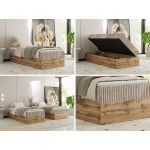 Łóżko kontynentalne WOOD ZERO 90x200 - H4 - jasnobrązowy, sztruks - topper T25