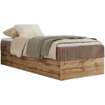 Łóżko kontynentalne WOOD ZERO 90x200 - H4 - brązowy, sztruks - topper T25