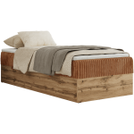 Łóżko kontynentalne WOOD ZERO 90x200 - H4 - pomarańczowy, sztruks - topper T25