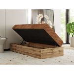 Łóżko kontynentalne WOOD ZERO 90x200 - H4 - pomarańczowy, sztruks - topper T25