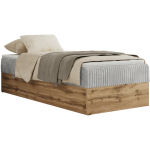 Łóżko kontynentalne WOOD ZERO 90x200 - H4 - jasnoszary, sztruks - topper T25