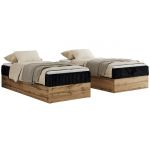Łóżko kontynentalne WOOD ZERO 90x200 - H4 - czarny, sztruks - topper T25