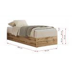 Łóżko kontynentalne WOOD ZERO 90x200 - H3 - kremowy, struktura - topper Visco