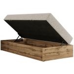 Łóżko kontynentalne WOOD ZERO 90x200 - H3 - beżowy, struktura - topper Visco