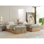 Łóżko kontynentalne WOOD ZERO 90x200 - H3 - szary, struktura - topper Visco