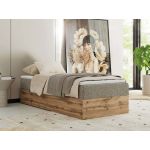 Łóżko kontynentalne WOOD ZERO 90x200 - H3 - ciemnobeżowy, struktura - topper Visco