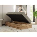 Łóżko kontynentalne WOOD ZERO 90x200 - H3 - ciemnobeżowy, struktura - topper Visco