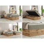 Łóżko kontynentalne WOOD ZERO 90x200 - H3 - ciemnobeżowy, struktura - topper Visco