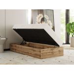 Łóżko kontynentalne WOOD ZERO 90x200 - H3 - beżowy, sztruks - topper Visco