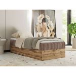 Łóżko kontynentalne WOOD ZERO 90x200 - H3 - brązowy, sztruks - topper Visco