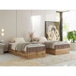 Łóżko kontynentalne WOOD ZERO 90x200 - H3 - brązowy, sztruks - topper Visco