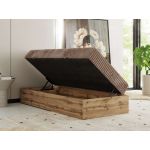 Łóżko kontynentalne WOOD ZERO 90x200 - H3 - brązowy, sztruks - topper Visco