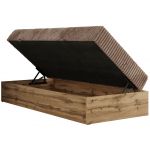 Łóżko kontynentalne WOOD ZERO 90x200 - H3 - brązowy, sztruks - topper Visco