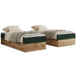 Łóżko kontynentalne WOOD ZERO 90x200 - H3 - ciemnozielony, sztruks - topper Visco