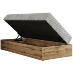 Łóżko kontynentalne WOOD ZERO 90x200 - H3 - jasnoszary, sztruks - topper Visco