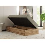 Łóżko kontynentalne WOOD ZERO 90x200 - H4 - szary, struktura - topper Visco