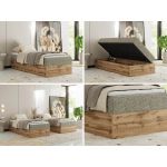 Łóżko kontynentalne WOOD ZERO 90x200 - H4 - szary, struktura - topper Visco