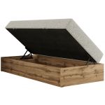 Łóżko kontynentalne WOOD ZERO 90x200 - H4 - jasnoszary, struktura - topper Visco