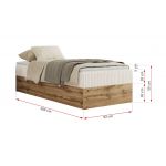 Łóżko kontynentalne WOOD ZERO 90x200 - H4 - beżowy, sztruks - topper Visco